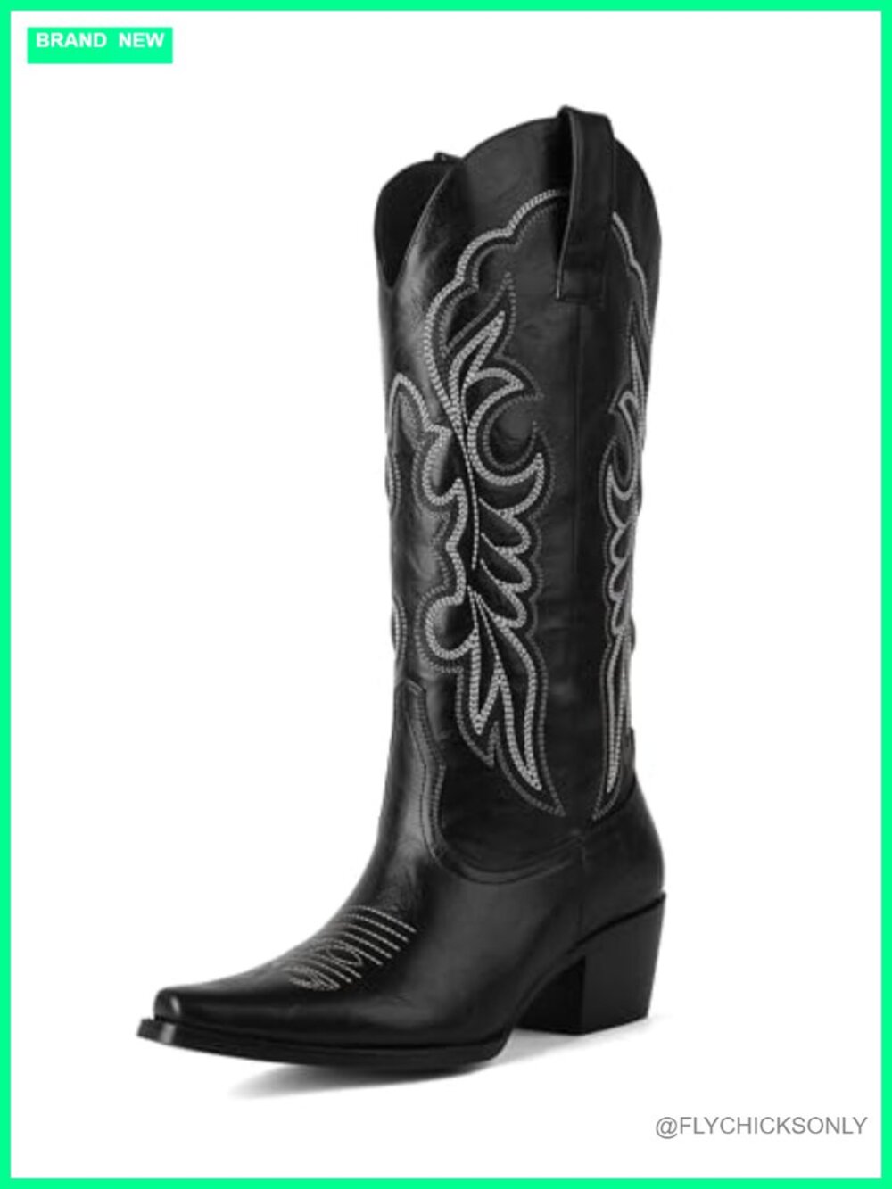 Mid Calf Western Cowgirl Boots Women 15” Shaft Snip Toe Side Zip Block Heel